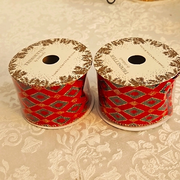 🌲Trimsetter Ribbon by Dillard's 2 Rolls NEW. - Picture 2 of 6